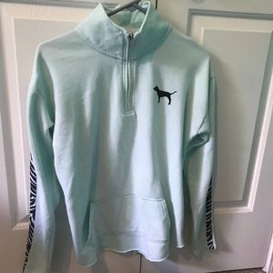 Mint Blue PINK half zip pullover